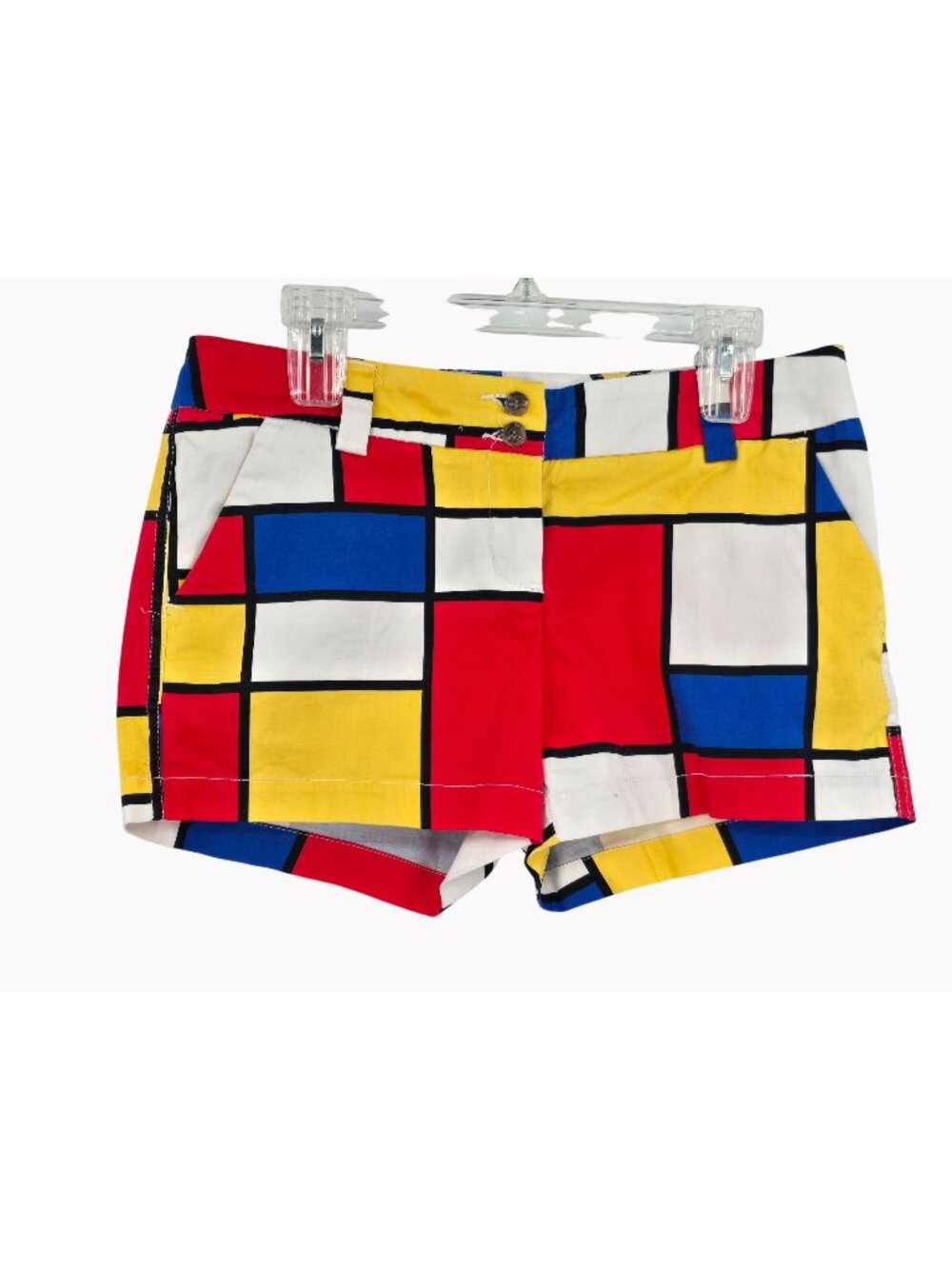 Loudmouth Ladies Mondrian Print Shorts US 8 UK 14 AU 12 Cotton Blend Multicolor